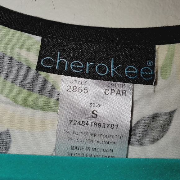 Cherokee Tie Back V-Neck Short Sleeve Floral Scrub Top With Pockets 0158 - Picture 6 of 7